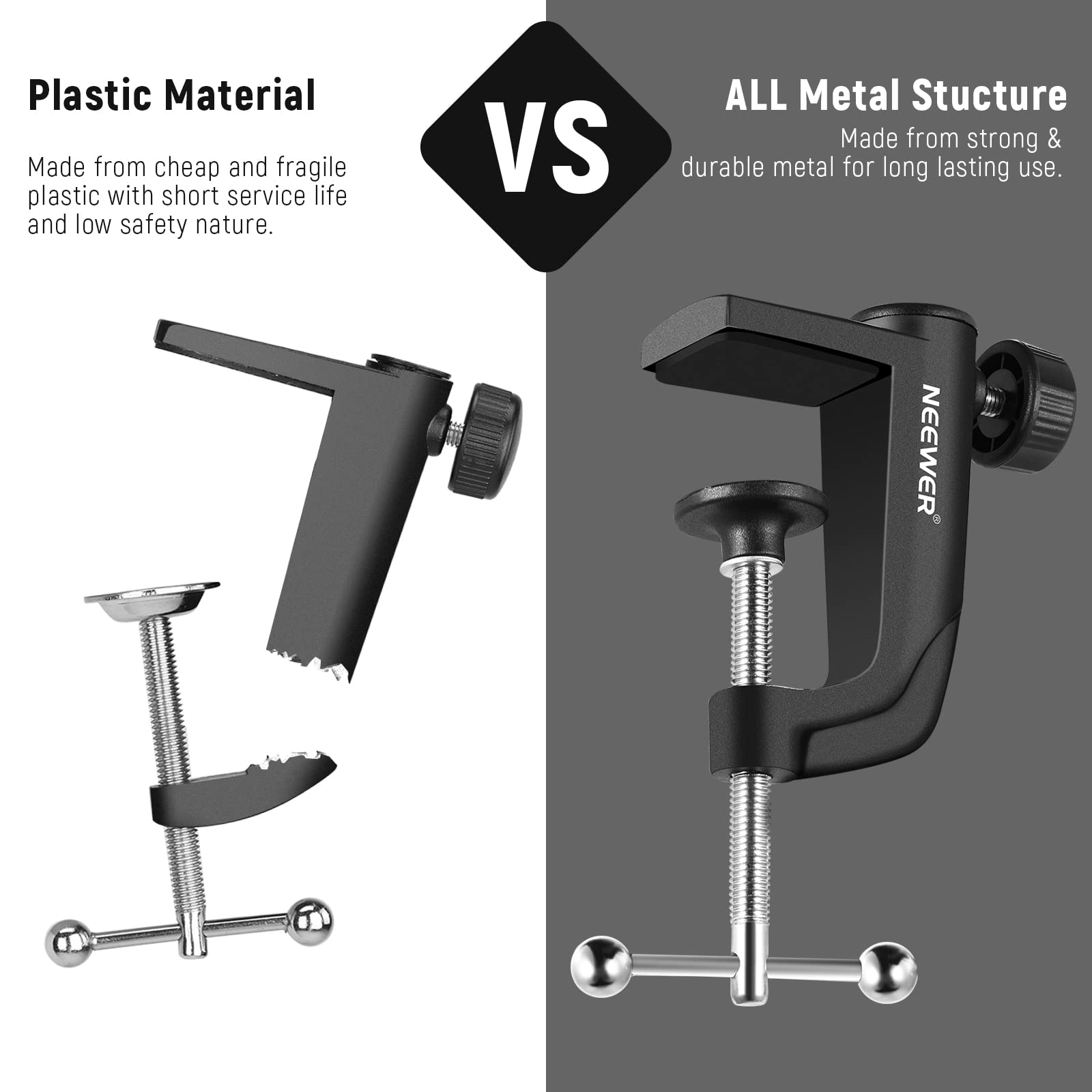 NEEWER Metal Table Mounting Clamp for Microphone Suspension Boom Scissor Arm Stand Holder with an Adjustable Positioning Screw,